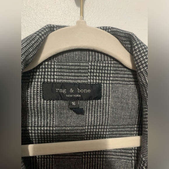 Rag & Bone Ames Gray Plaid Blazer Cotton Stretch Single Button size 16 - Picture 7 of 13